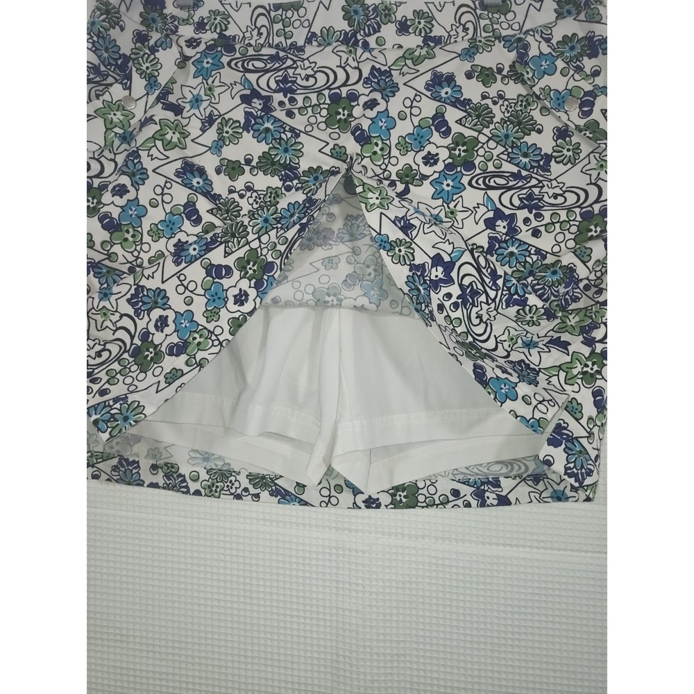 Liz Golf Skort Womens 16 White Blue Green Floral Golf Tennis Skirt Shorts - Picture 10 of 16